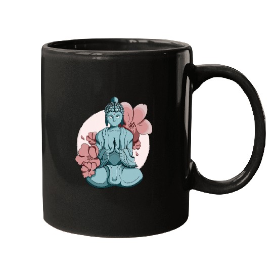 Namaste Yoga Buddha Statue Buddhist Buddhism Zen Yoga Meditation Guatama Meditation Mugs