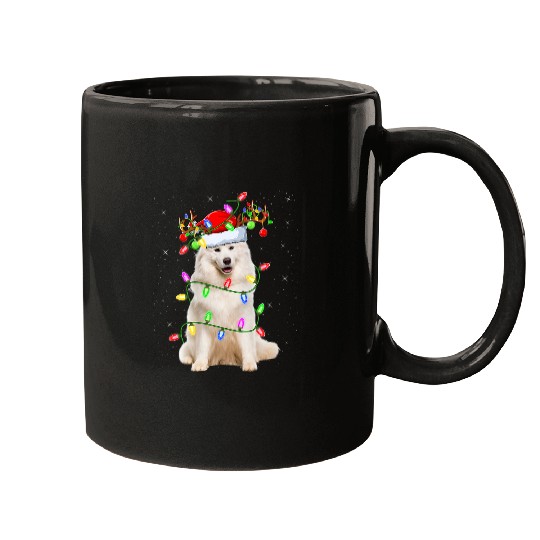Dog Samoyed Lover xmass Lighting Santa Samoyed Christmas Mugs