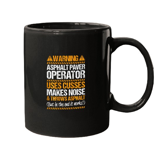 Paving Road Worker Throws Asphalt Asphalt Paver Operator Mugs