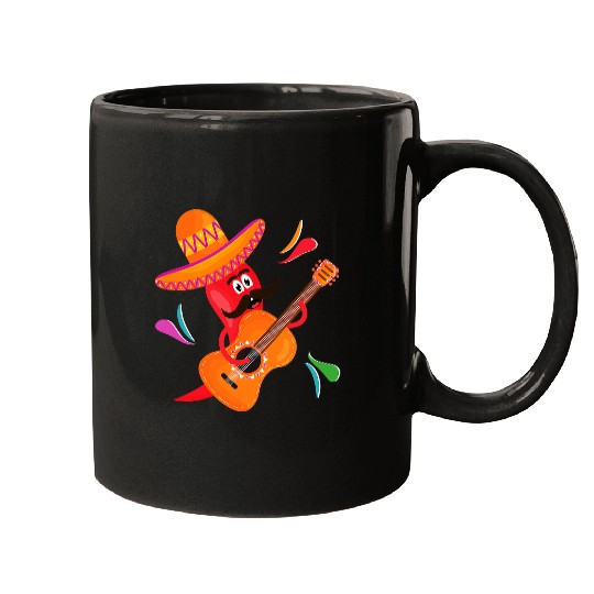 Guitarist Chili Pepper WIth Guitar Chili Today Hot Tamale Guitar Mugs