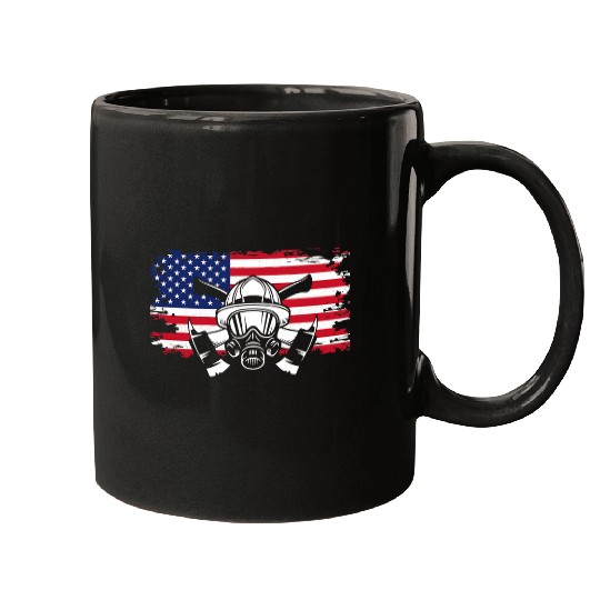 Fireman Firefighter American Flag Fireman Firefighter Apparel Fireman 78 Firemen Mugs