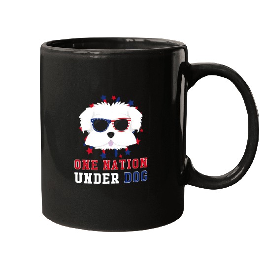 Dog Maltese One Nation Under Dog Fourth Of July Mugs
