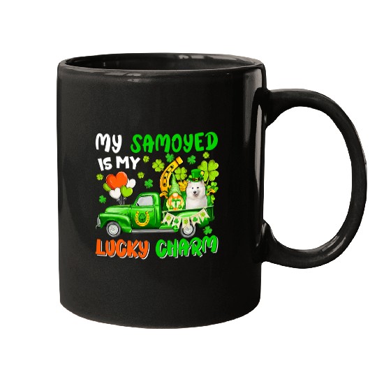 Dog Samoyed My Samoyed Is My Lucky Charm Patricks Day Gnome And Dog Mugs