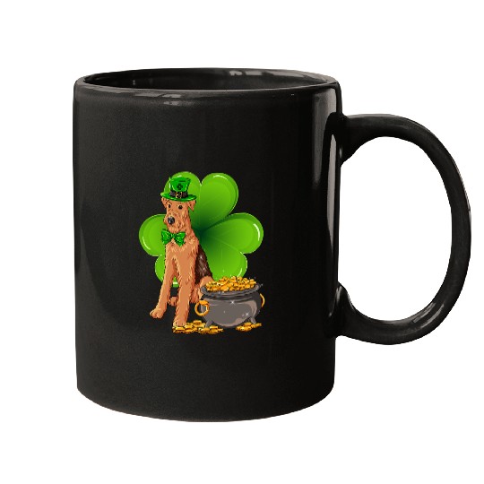 Dog Airedale Terrier St Patricks Day Airedale Terrier Shamrock Pet Dog Lover Mugs