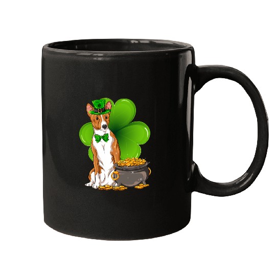 Dog Basenji St Patricks Day Basenji Shamrock Pet Dog Lover Mugs