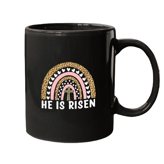 Christian He Is Risen Leopard Rainbow Christian Jesus Happy Easter Day Christ Mugs