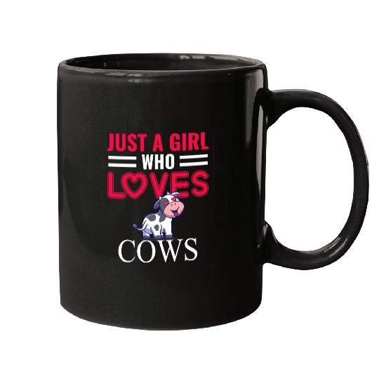 Just A Girl Who Loves Cows Cute Strawberry Cow Cowgirls Print Mugs