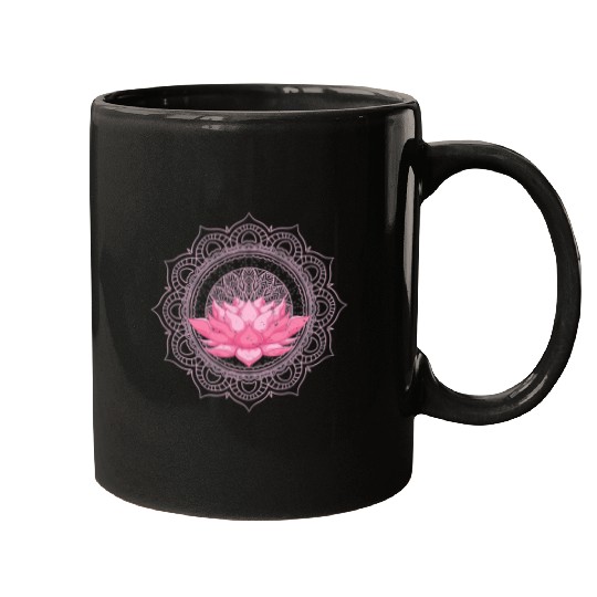 Namaste Yoga Flower Blossom Yoga Meditation Prana Art Boho Mandala Lotus Meditation Mugs