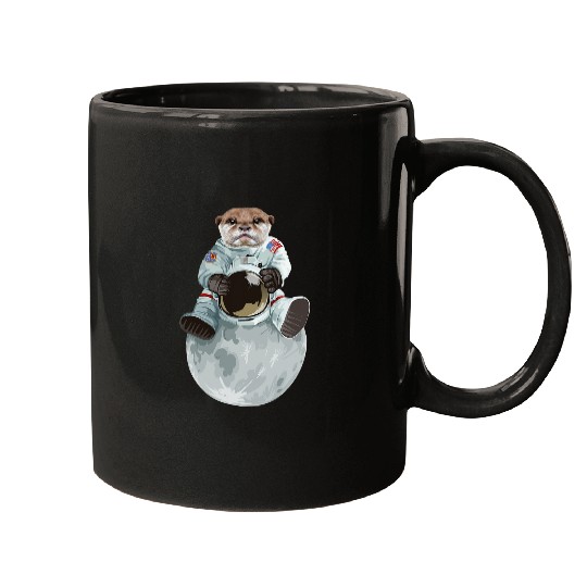 Otters cute Otter astronaut Sitting moon Space Astronaut Sea Otter Mugs