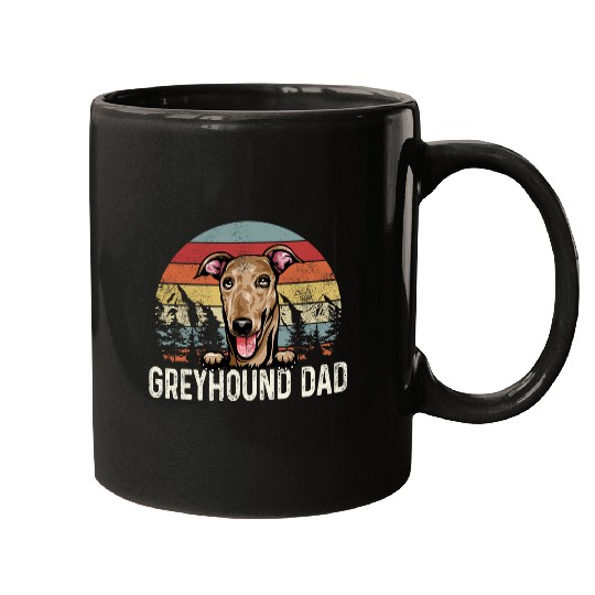 Dog Grayhound vintages Greyhound Dad Retro Sunset Fathers Day Mugs