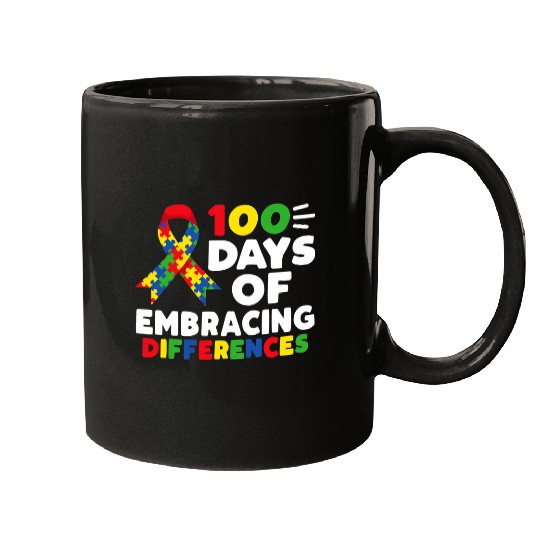 Autism Awareness Embrace Differences 100 Days Of School IEP Neurodiverse Mugs