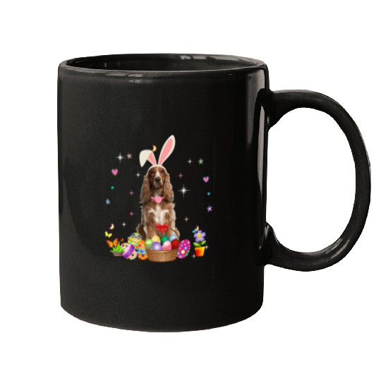 Dog Cocker Spaniel Cute Cocker Spaniel Easter Day Bunny Eggs Easter Womens Mugs