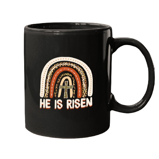 Christian He Is Risen Leopard Rainbow Christian Jesus Happy Easter Day 3 Christ Mugs