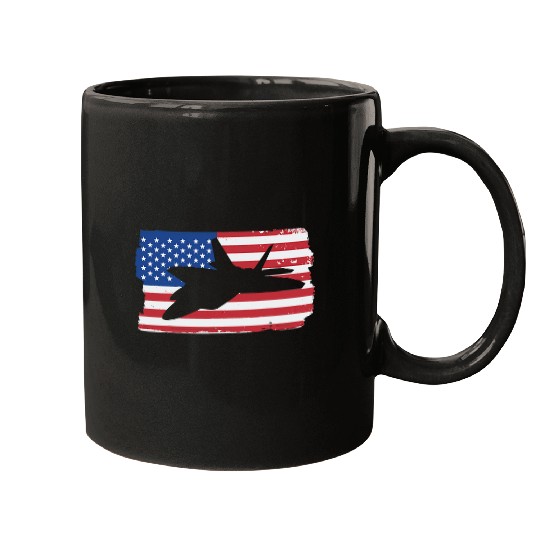 F22 Raptor Fighter Jet Airplane American Flag F22 Raptor Mugs