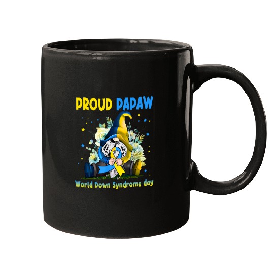 Family Gnome Proud Papaw Down Syndromes Awareness T21 Mugs