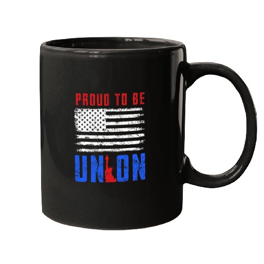 Proud To Be Union Workers Skilled Worker US Flag Labor Day Mugs