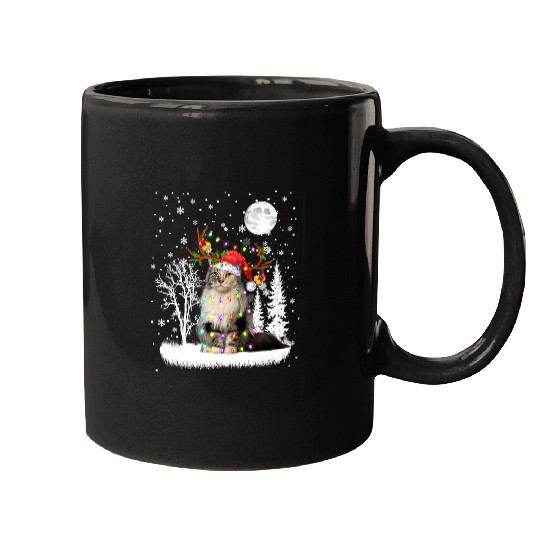 Maine Coon Under Moonlight Snow Christmas Pajama 1 Mugs