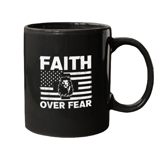 Lion Gift Jesus Faith Over Fear Religious Lion Of Judah Mugs