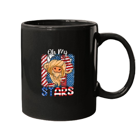 Cow Lover Womens Oh My Stars Cow Usa Flag With 4th Of July Patriotic Mugs