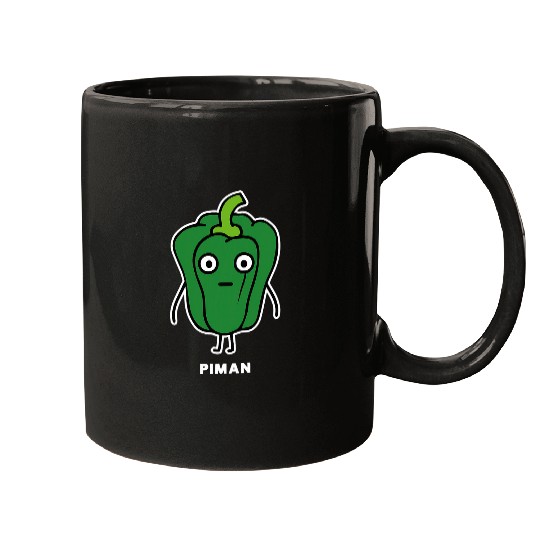 Bell Pepper Face Illustration Cute Funny Easy Simple Loose Vegetables Mugs