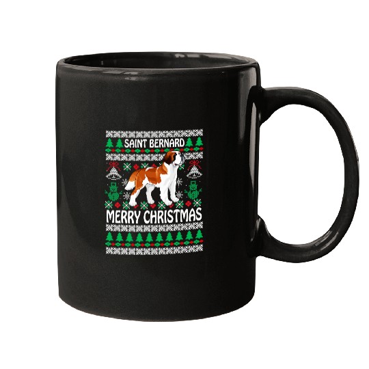 Dog Saint Bernard Merry Christmas Funny Saint Bernard UGLY xmass Pajama Gifts Mugs