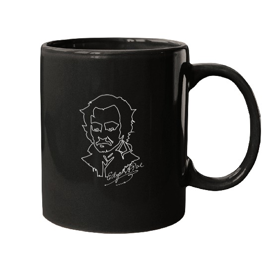 Edgar Allan Poe Minimalistic Line Portrait Mugs