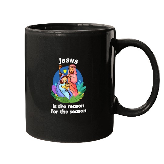 Christian Christmas Nativity Jesus Is The Reason For The Season Manger Christ Mugs