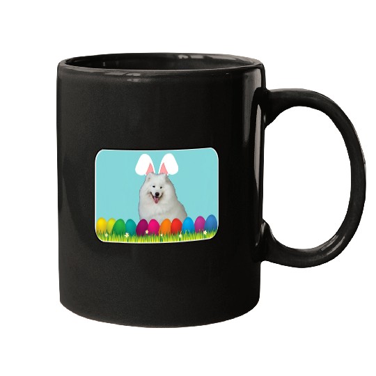 Dog Samoyed w Bunny Ears Mugs