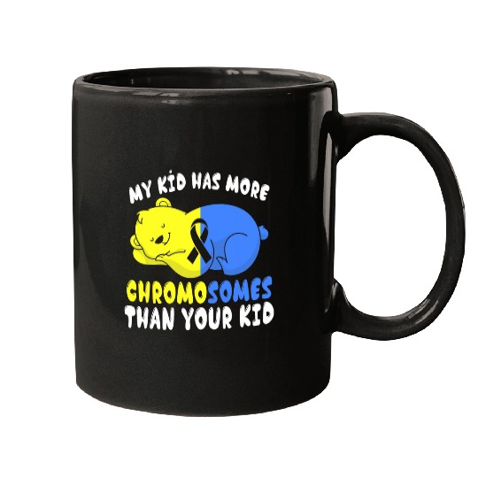 Blue Yellow Ribbon Animal Cute Bear Down Syndromes Awareness Mugs