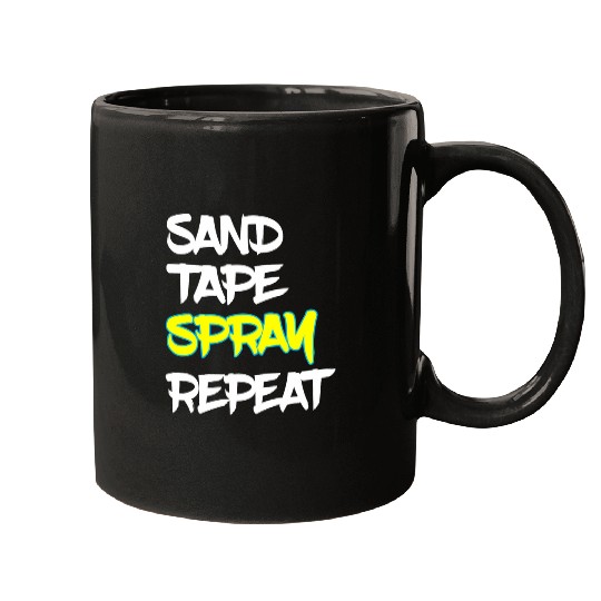 Auto Body Painter Sand Tape Spray Repeat Autobody Technician 1 Mugs