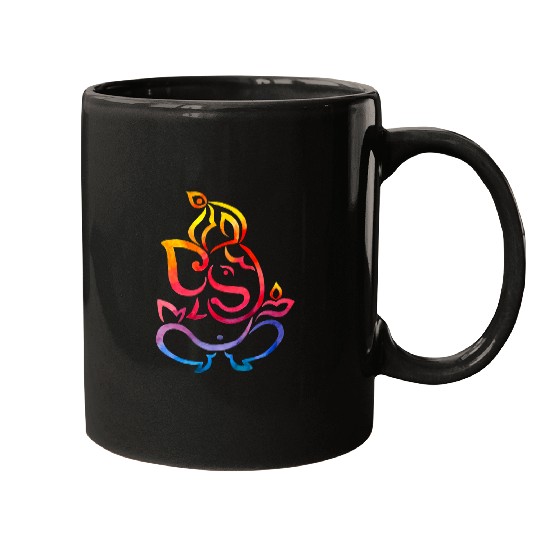 Namaste Yoga Rainbow Ganesh God Diwali Ganapati Vinayaka Ganesha Yoga Meditation Mugs