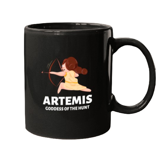 Artemis Goddess Of Hunting Greek Mythology Illustration Mugs