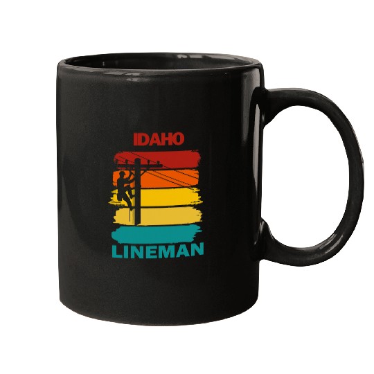 Electrical Idaho Lineman Sunset Electrician Mugs