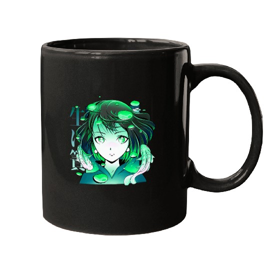 Anime Girls Green Koi Fish Air Bubbles Otaku Mugs
