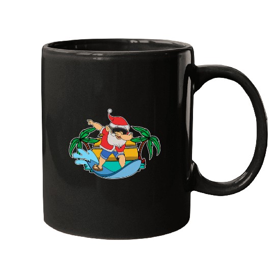 Surf Life Funny Dabbings Santa Claus Surfing Summer Christmas In July Mugs