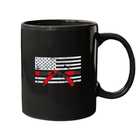 Karate Coral Belt American Flag USA Martial Arts Lover Gift Mugs