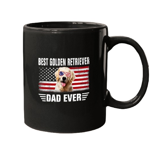 Goldie American Flag bests Golden Retriever Dad Ever Dog Dad 122 Golden Retriever Dog Mugs