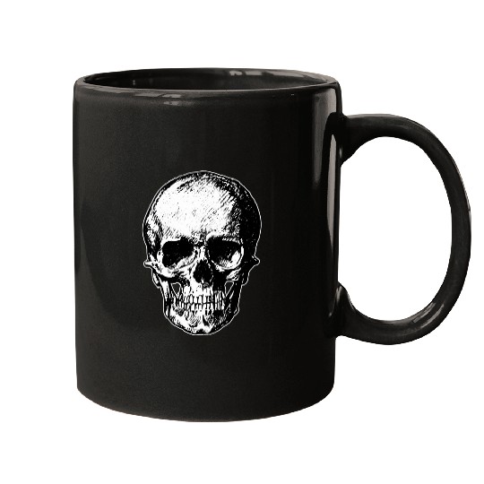 Aggressive Bold Tattoo Style Human Skull Illustration Metal Mugs
