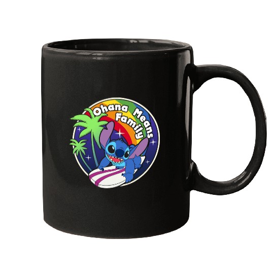 Surf Life Disney Lilo Stitch Rainbow Surf Stitch Ohana Means Family Mugs