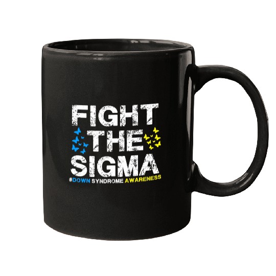Fight the Sigma Down Syndromes Awareness Month Blue Yellow Mugs
