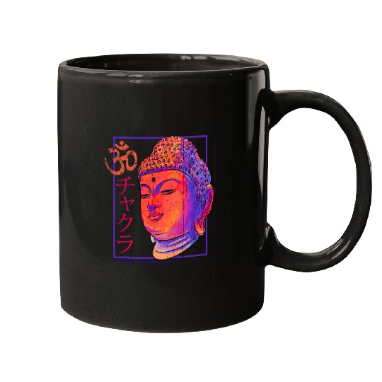 Namaste Yoga Japanese Aesthetic Colorful Grunge Zen Yoga Aum Sign Buddha Meditation Mugs