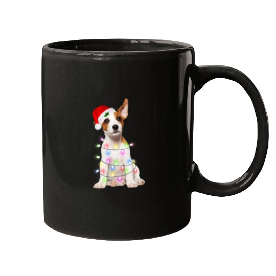 Dog Jack Russell Santa Christmas Tree Lights xmass Boys Dog92 Mugs