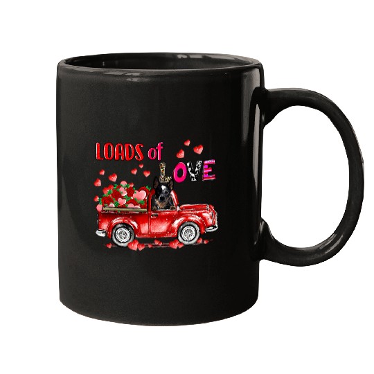 Cute Blue Heeler Dog Driving Red Truck Happy Valentines Day Mugs