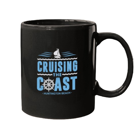 Cruising The Coast Huntington Beach Sail Boat Captain 1 Mugs