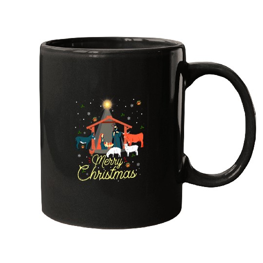 Christian Merry Christmas Baby Christ Jesus Nativity Scene Matching Christ Mugs