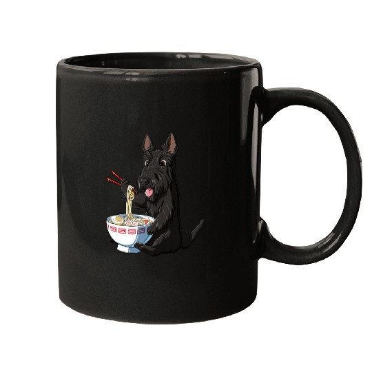 Dog Scottish Terrier Funny Japanese Kawaii Ramen Scottie Dog Scottish Terrier Mugs