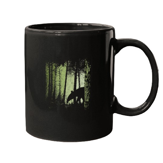 Funky Stylish Tapir Silhouette in Twilight Jungle Forest Mugs