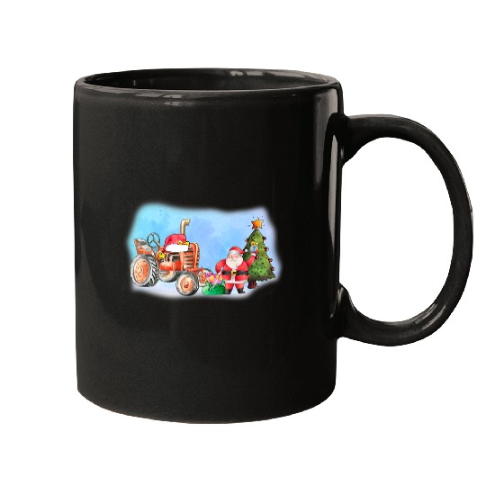 Tractor driving Merry Christmas Tractor Truck Santa Claus xmass Kids Mugs