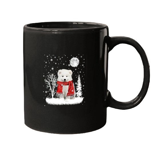Dog Samoyed Under Moonlight Snow Christmas Pajama 41 Mugs