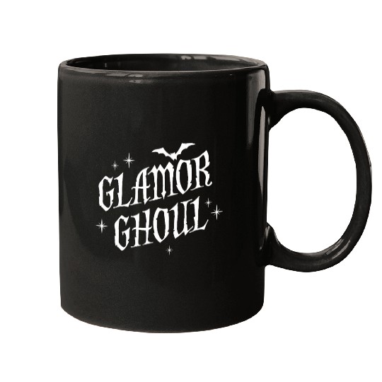 Glamor Ghoul w Bat Wings Goth Girl Makeup Art Mugs
